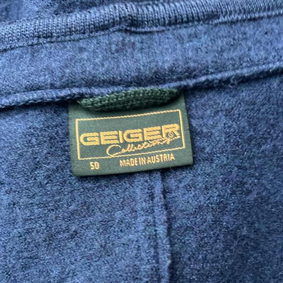 Geiger Petrol Blue Boiled Wool Cardigan Jacket w/ Pockets & Silver Buttons EU 50 - Picture 11 of 11